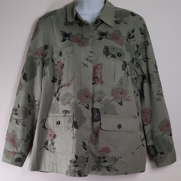 Amanda Green Jackets & Blazers - Amanda Green Cotton Floral Utility Jacket Size XL